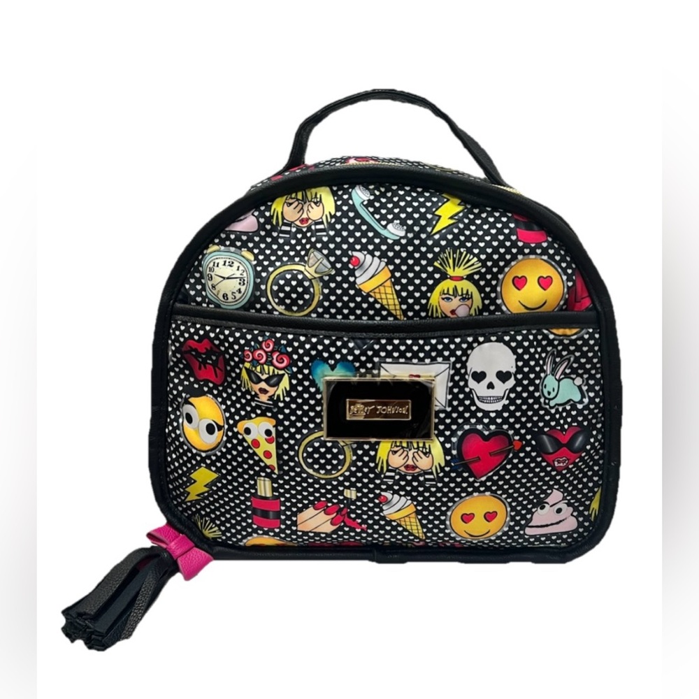EUC Betsey Johnson Black Emoji Cosmetic Bag